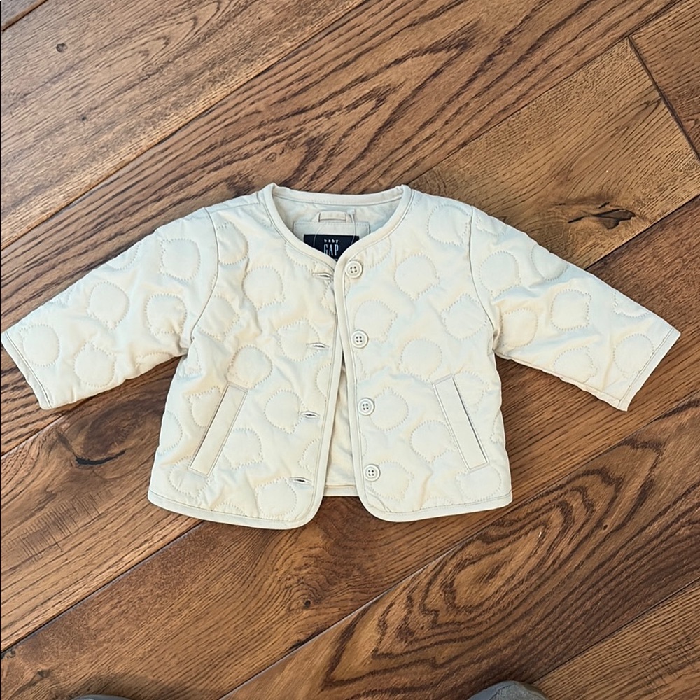 GAP Cream Puffer Jacket Lightweight Quilted